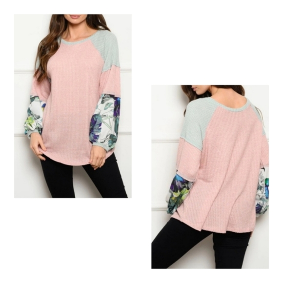 Pink Muave Color Contrast Long Sleeve Tunic Top Sizes Small, Medium, Large - Picture 4 of 8